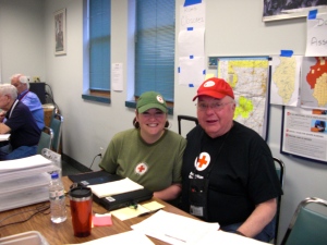Me with one of my new friends, Dick.  He is my favorite disaster assessment guy, and he left Peoria with a new friend.  And please notice the hat, I have pretty much lived in it the last few weeks!